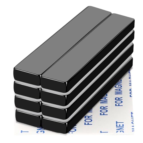 Image of MIKEDE Neodymium Magnets - 8 Pack Super Strong with Double-Sided Adhesive, Rare Earth Magnets for Refrigerator & Office - 60x10x5 mm