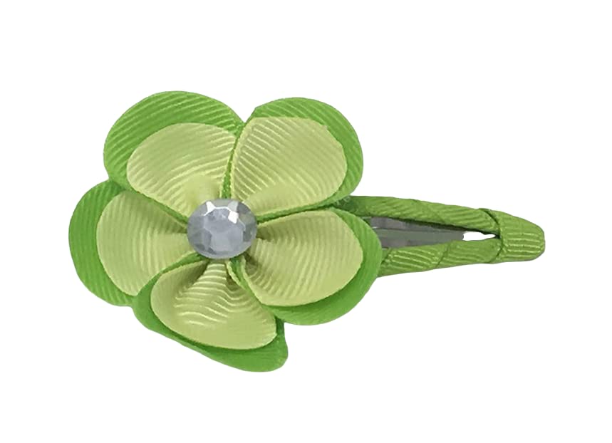Snap Clip, Flower Hair Clip, Green and Yellow Hair Clip