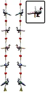 CRAFTICIA Peacock Line Pair of 5 Elephant Door Hanging Decorative Toran or Latkan as Rajasthani Home Decor (40 Inch), Multicolour, Medium