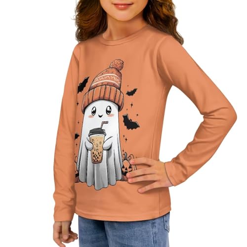 Image of Girls Long Sleeve Shirts Casual Crewneck Soft T-shirts for Girls 3-16 Years Old