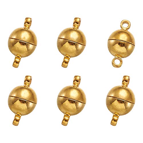 Pandahall 100 Set Brass Magnetic Clasps 6x11.5mm Round Bracelet Necklace Clasps Connectors Nickel Free for Jewelry Making (Golden)