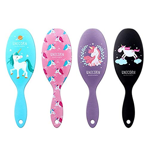 Unicorn Hair Detangler Brush For Girls, 2 - Pack Miracle Brush Human Hair Brushes For Sensitive Scalp, Gentle Detangling, Shine, Volumizing, Best Paddle Brush For Women, Kids (Pink & Blue) #TOP1