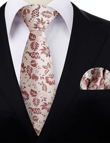 Image of Alizeal Mens 3.15inches Leaf Flower Pattern Tie Set