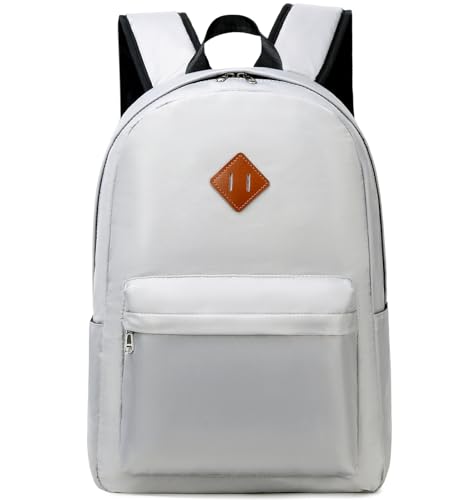 JIANYA Grey Backpack for School, Kids' Backpacks Lightweight School Bag for Girls Boys Teens, Classic Water Resistant