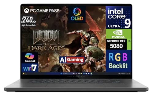 Image of ASUS ROG Zephyrus AI Gaming Laptop 16.0 inch 240Hz OLED WQXGA Display (Intel Ultra 9-285H, GeForce RTX 5080 16GB, 32GB LPDDR5X, 4TB PCIe SSD, RGB KB, Thunderbolt 4, Win 11 Home) w /USB-C Dock