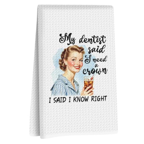 Image of Hanamiya Na Funny Kitchen Towels, Hostess Gifts for Women, Reusable Tea Towels for Kitchen Home Farmhouse Decor, Funny Waffle Weave Dish Drying Towel, Ladies Gifts for Women Friend Mom, 24x14 Inch