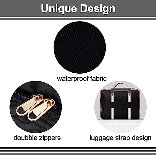 Fixwal Travel Toiletry Bag for Women and Men, Large-capacity Water-resistant Makeup Bag, Jewelry Compartment, Hanging Organizer Bag,Full-size Travel Supplies, Black - Image 4