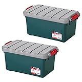 【2個セット】アイリスオーヤマ 収納ボックス 収納ケース 屋外収納 コンテナ アウトドア 幅63.9×奥行37×高さ31.7cm 44L RV600R ダークグリーン
