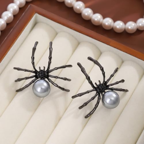 HSAJS Spinne Ohrringe für Damen Halloween Ohrringe Punk Schwarze Spinne Perlenohrringe Gothic Spinne Ohrstecker Halloween Tag der Toten Cosplay Party Schmuck Zubehör Mottoparty