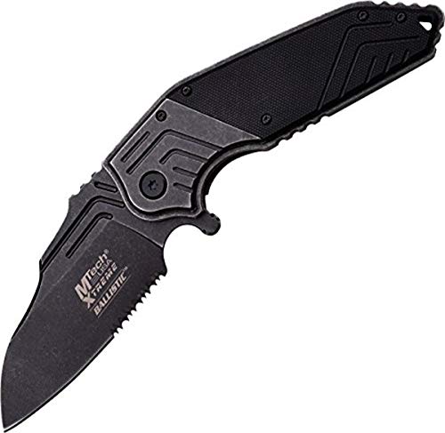 Master Cutlery MX-A823SW 5" Folder, Stone Wash Blade, Black G10 Handle with Clip - MTECH USA XTREME