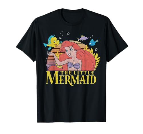 T-shirt Disney enfant Ariel Flounder graphique noir manches courtes taille 12