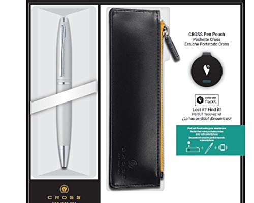 Cross Calais Refillable Ballpoint Pen, Medium Ballpen, Includes Classic Black Pen Case, TrackR Braco Chip, Premium Gift Box - Matte Chrome