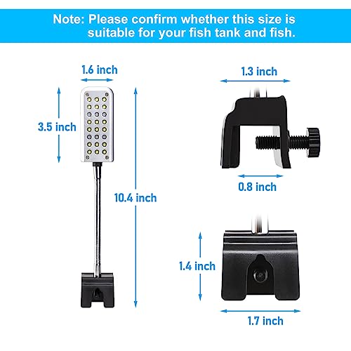 Aquarium-Light-Clamp-Fish-Tank-Light-White-and-Blue-LEDs-3W-Aquarium-Clip-On-Light-with-3-Lighting-Modes-and-TimerDimmer-1-Yr-Warranty