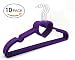 LUXEHOME Non-Slip ABS Environmental Flocking Velvet Hangers,Love Shape,Space Saving, Perfect for Kids/Adult Clothes,Set of 10 (Purple)