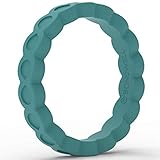 BONDWELL Silicone Wedding Ring for Women, Thin Stackable Rubber Wedding Band for Active Fit Female...