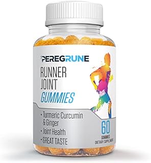 Runner Joint Support Gummy, Fruit Flavored Daily Vitamin for Running – Helps Healthy Knees, Cartilage – Joint Supplement with Turmeric Curcumin, Ginger – 50% Less Sugar – 1 Month Supply of Gummies