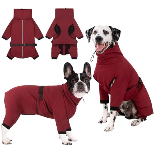 Cyponpy Hundemantel Wasserdicht Warm mit Beinen Hundejacke Winter Reflektierend Reißverschluss Hundemantel Warm Hundepullover Fleece Mantel Hund Winterjacke Wasserdicht Hundebekleidung Regenmantel