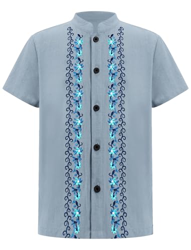 Kids Boys Mexican Guayabera Shirt Button Down Embroidered Shirt Cinco De Mayo Fiesta Shirts Casual2