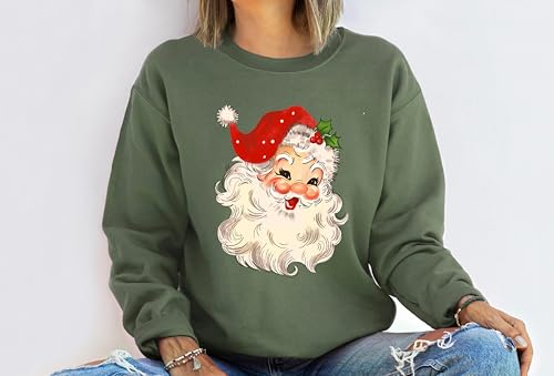 Retro Christmas Santa Sweatshirt, Retro Santa Hat Sweater, Classic Christmas Santa, Vintage Santa Graphic Sweatshirt, Holiday Sweater, Santa3
