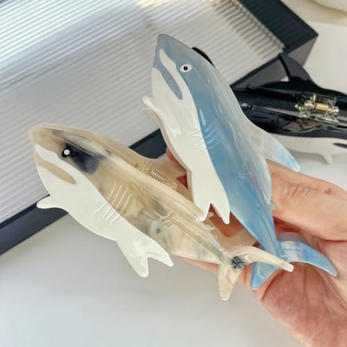 Pinza para el cabello Novelty Big White Shark, pinza de acetato, pequeño clip para mujer, azul miniatura 7