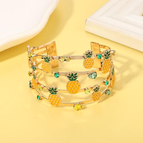 BVGA Summer Bracelet for Women Strawberry Pineapple Watermelon Cuff Bracelets Jeweled Tropical Fruit Bracelets Summer Beach Jewelry Outfits Accessories Gifts3