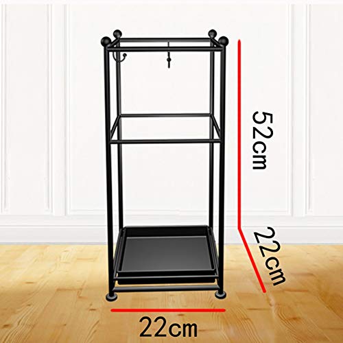 Parapluie stand rack noir en métal autoportant avec bac à goutte