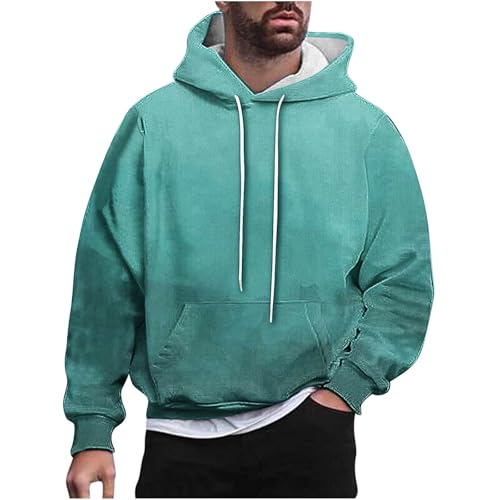 Finelylove Hoodies for Men Loose Fit Gradient Hoodies Pullover Long Sleeve Hooded Collar Drawstring Casual Sweatshirt