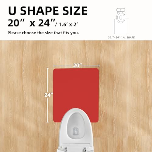Toilet Rug, Thin Toilet Rugs U Shaped Washable Non Slip Absorbent Quick Dry Low Pile Toilet Mat, 20"x24" U Shape Red