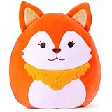 PLAYNICS Large Fox Plush Pillow Stuffed Animal Toy,13' Big Size Cute Soft Toys Fat Kawaii Hugging Stuff Cuddle Huggable Plushie,Gift for Kids