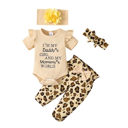 Image of SUNNY PIGGY Newborn Infant Baby Girl Clothes Outfits Ruffle Romper Floral 4Pcs Pants Sets Toddler Girls Clothing Set
