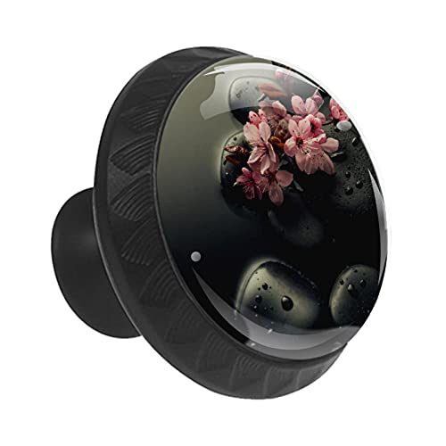 Boutons de tiroir design fleurs roses noires 35 mm pour commode chic - 3