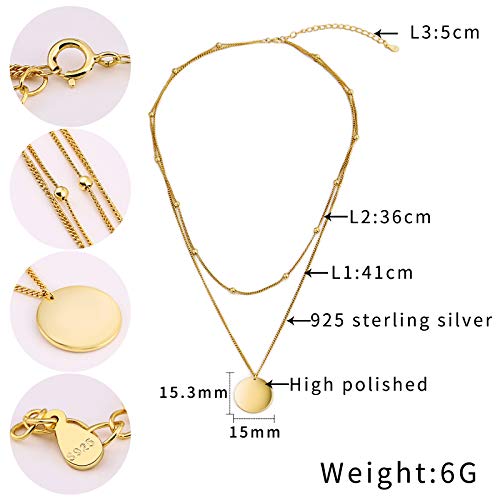 Aienid Gold Tone Alphabet Pendant Necklace Layered Necklace Sterling Silver 925 Chain #TOP2