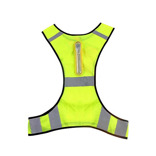 Prettdlijun Led Light Up Reflective Safety Vest Running Cycling Night Visibility Jacket Decor Fluorescent Yellow #TOP24