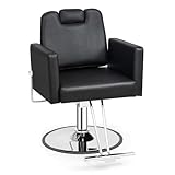 mefeir Reclining Barber Chair Heavy Duty, Salon Chair for Hair Stylist with Removable Headrest 360 Degree Rotation, All Purpose for Braiding Shampoo Facial Waxing Esthetics Beauty Spa