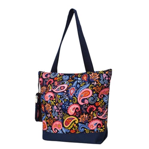 Image of NGIL Medium Top Zipper Closure Canvas Tote Bag with Attached Matching Coin Purse For Moms and Nurses