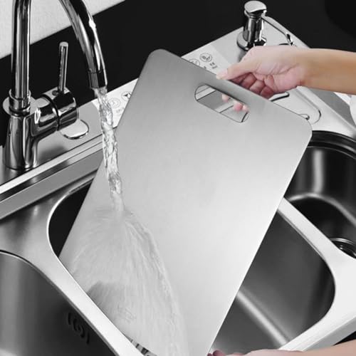 Titanium Cutting Boards - 100% Pure Titanium Cutting Boards for Kitchen - Cutting Edge Hygiene & Durability, Dishwasher Safe Ideal, Perfect for Various Cooking Tasks (12 x 9 in) by RuiGou-GuoLong - Used condition - Image 2