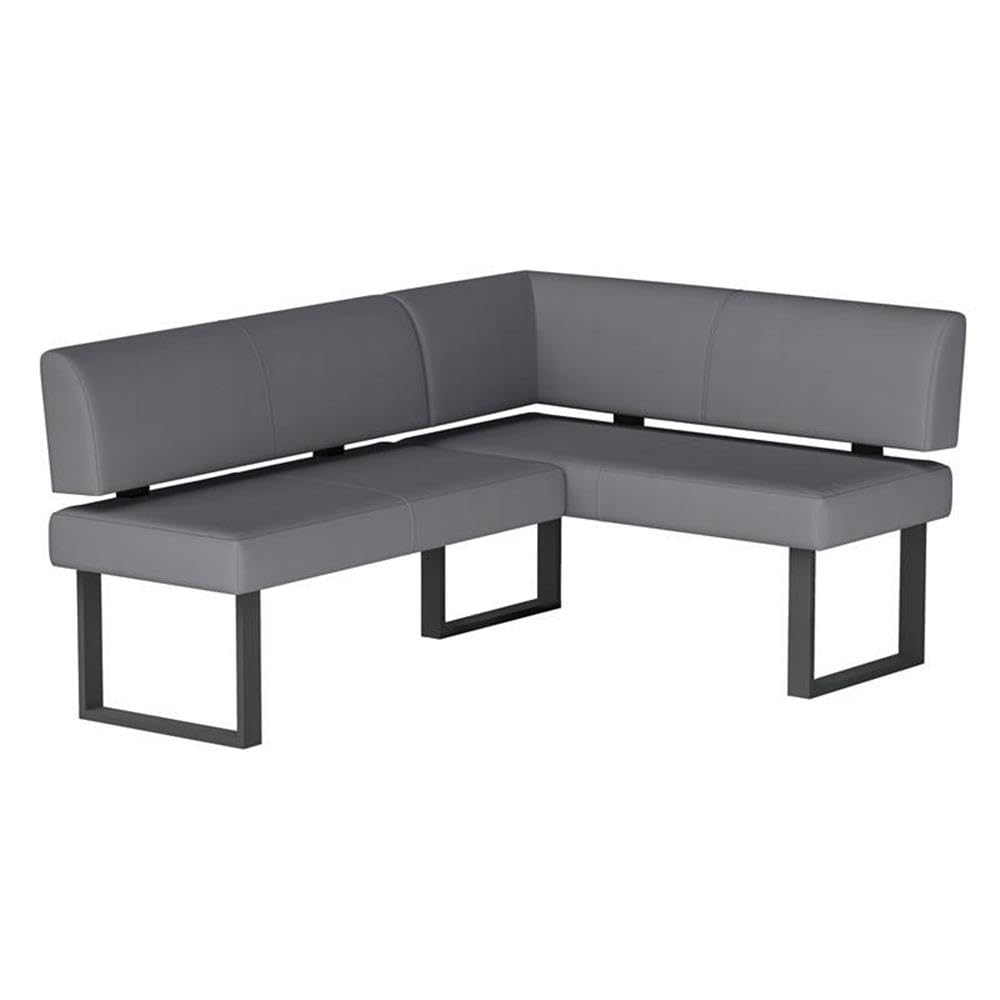 MILAN Lillian Gray Faux Leather Upholstered Nook with Matte Black Legs