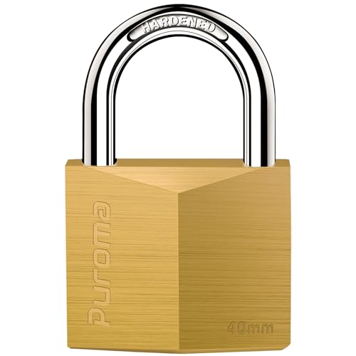 Image of Puroma 1 Pack Keyed Padlock Waterproof Solid Brass Lock, 1.1 Inch Padlock with Keys for Sheds, Storage Unit School Gym Locker, Fence, Toolbox, Hasp Storage