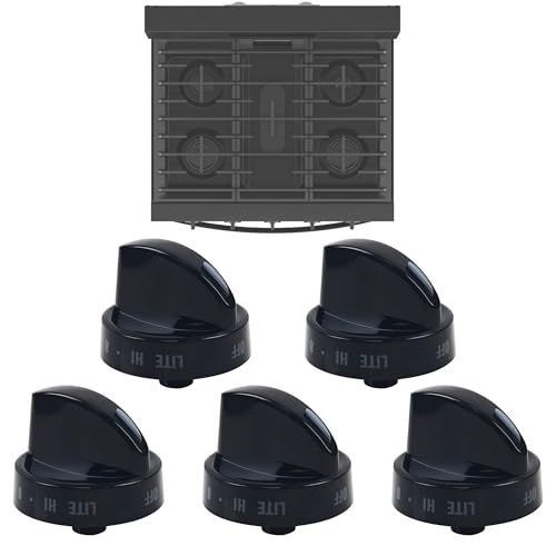 5 Pack 316442513 Range Surface Burner Knobs,Stove Control Knobs Replacement Compatible with Frigidaire,Kenmore,Sears Range Oven,Replace 1465864,AH2332411,AP4327071,EA2332411(Black)