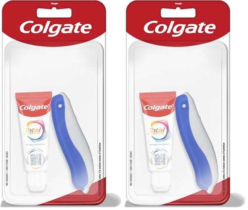 COLGATE - Kit de Voyage - Brosse à dents souple + Dentifrice 20ml - Aide à prévenir les problèmes bucco-dentaires -Idéal voyage et déplacements (Lot de 2)