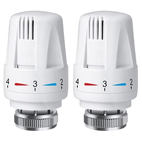 Swetup Trv Thermostatic Radiator Valve, 2 Pieces Thermostatic Valves Head Only, Radiator Thermostat Head M30 x 1.5, Standard Radiator Valves Replacement Head for Home Office, White Cover