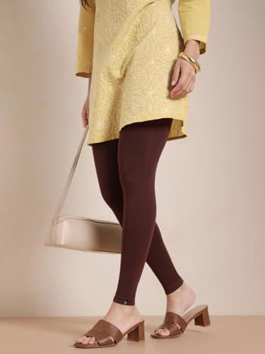 Image of TWIN BIRDS Super Stretchable Cotton Elasthane Fabric Ankle Length Leggings for Women