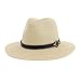 Produktbild Charmylo Panama Strohhut Damen, UV Schutz Stroh Fedora Hut mit Gürtel Schale Ziergürtel Atmungsaktiv Strand Sonnenhut für Frauen