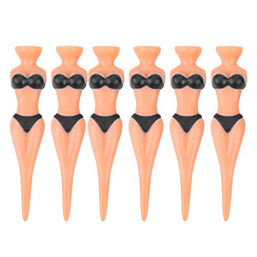 골프 티 6PCS PE 플라스틱 골프 티 뷰티 비키니 모양 내구성 교육 연습 도구 액세서리(블랙)
