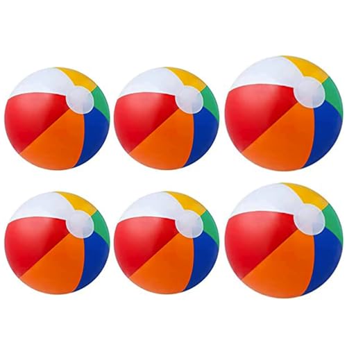 Zyael Inflatable Rainbow Beach Balls - 6 Pack, Large (30cm & 40cm) for Kids & Adults, Pool & Swimming