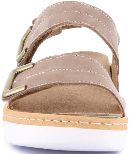 Image of GRUNLAND Women Moll Comfort Slipper with Double Adjustable Buckle, Removable Drysoft Leather Insole, Molded Sole and 4cm Wedge Heel, Einheitsgrosse Weit