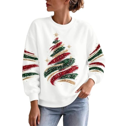 Funny Christmas Sweatshirts For Women 2026 Fall Cute Graphic Pullover Tops - image 2