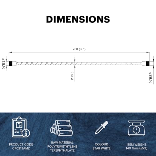 Image of Johnson 4-Pack 30 inch PTMT Braided Pipe with Glassy Nut, Polytrimethylene Terephthalate, Star White, Corrosion-Resistant, Anti-Scaling, High-Temperature Resistant, Durable Plumbing Connection Solution