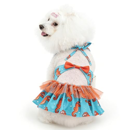 Image of CuteBone One Piece Dog Bikini Swimsuit Dress - Puppy Bathing Suit Costume for Small Dogs - Comfortable & Stylish Pet Clothes for Summer Pool, Beach & Play LTDB17S