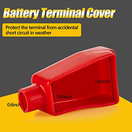 Image of 2 Pieces Battery Terminal Covers Battery Terminal Insulating Protector | Positive and Negative Cable Covers, Battery Terminal Protector for Boat Cars Auto Marine Batteries, Insulated Plastic Caps